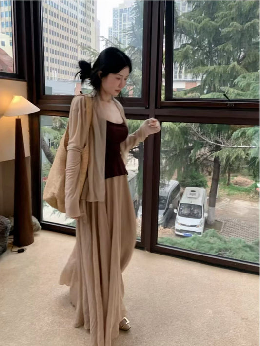 Brown Ladylike Three Piece Dress Set product photo 1
