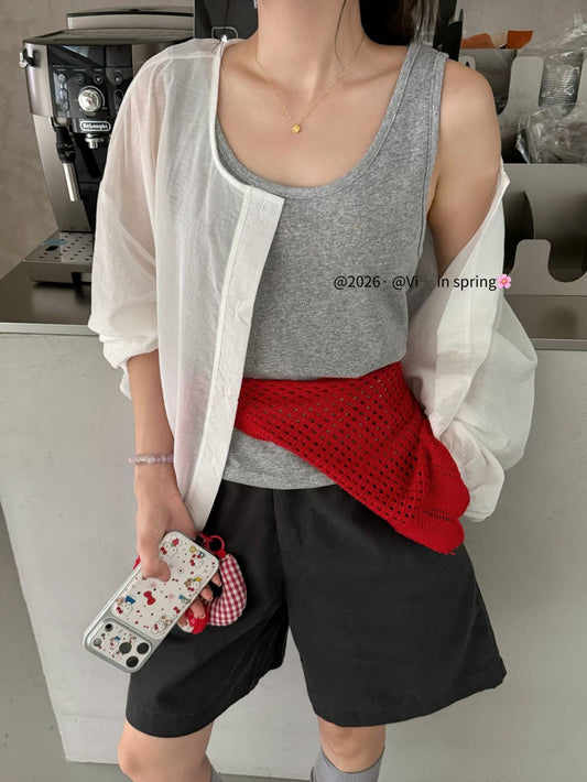 White and Gray Two Piece Long Sleeve Top Set product photo 2