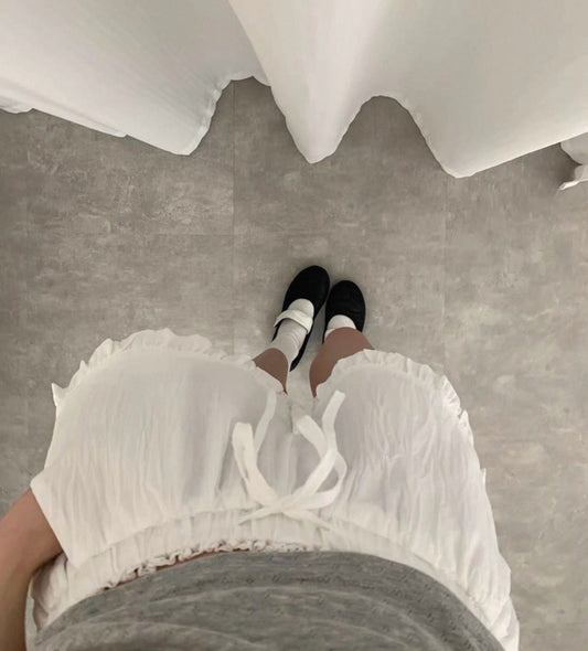 White Soft Ruffle Hem Summer Shorts