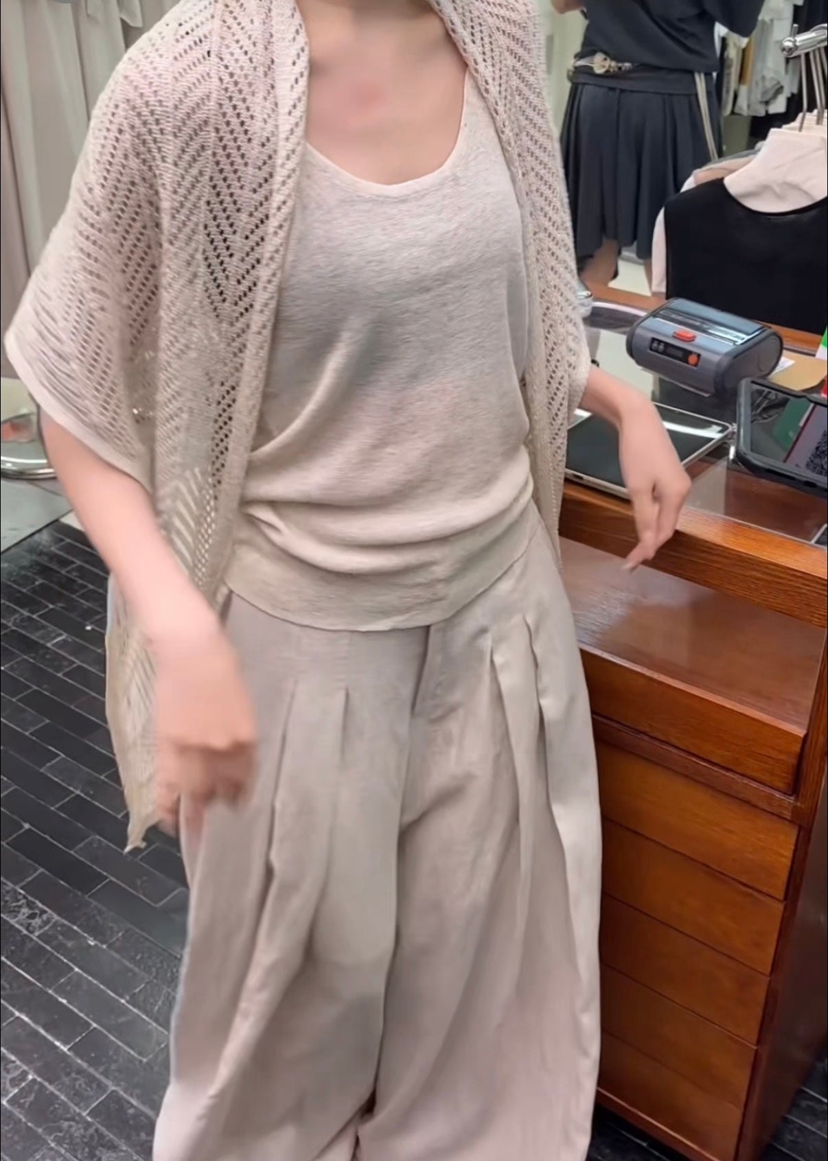 Beige French Layering Cardigan Top product photo 1