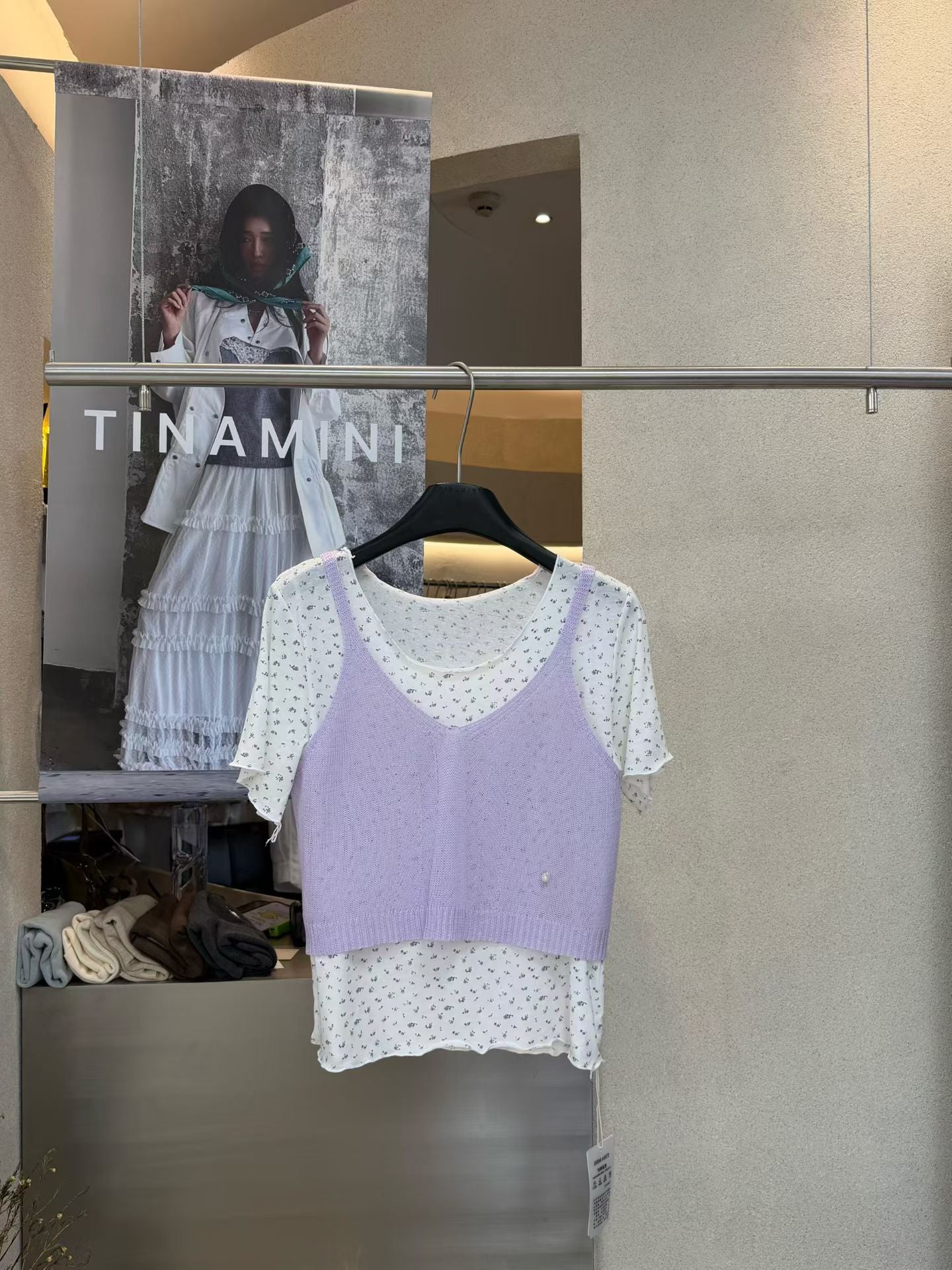 Yellow Purple Small Floral Short Sleeve Top product photo 1