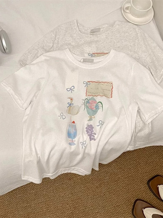 White Ice Cream Graphic Short Sleeve Top product photo 1