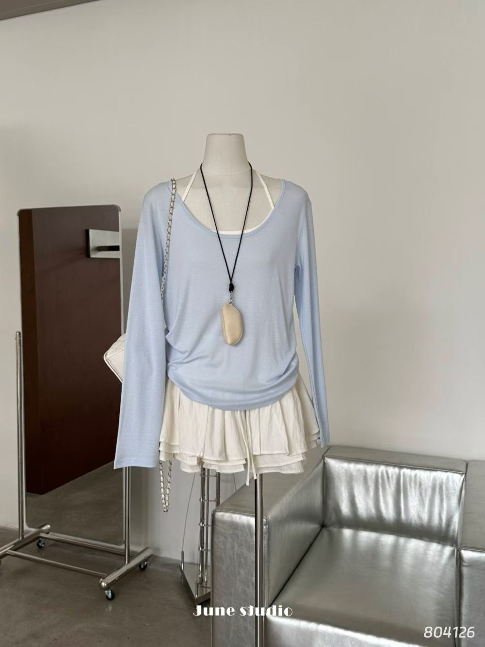 Blue Two Piece Long Sleeve Top Set product photo 1