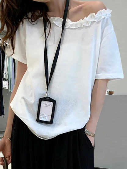 White Off Shoulder Short Sleeve Top product photo 2