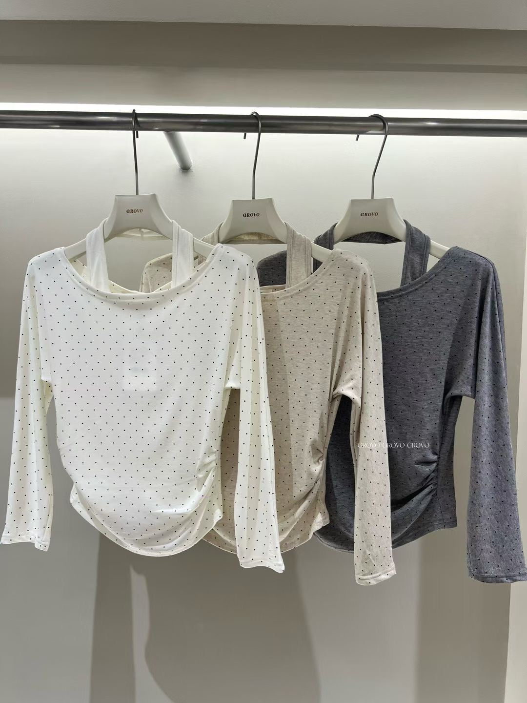 White Polka Dot Long Sleeve Top product photo 2