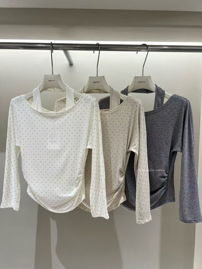 White Polka Dot Long Sleeve Top product photo 2