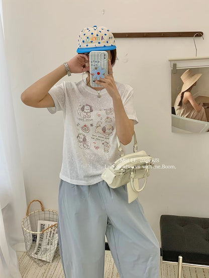 White Puppy Graphic Short Sleeve Top product photo 3