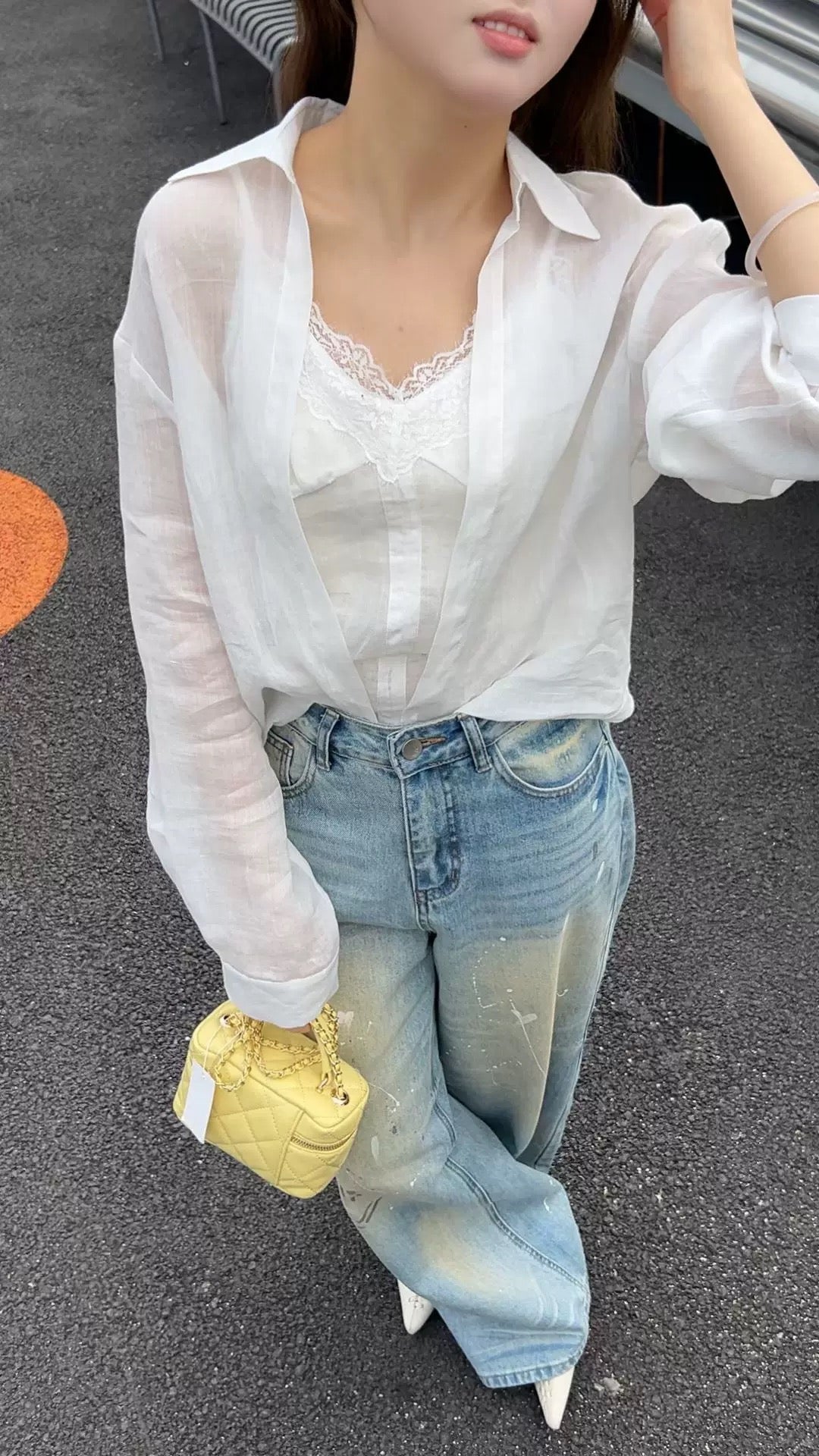 White Tulle Two Piece Long Sleeve Top Set product photo 3