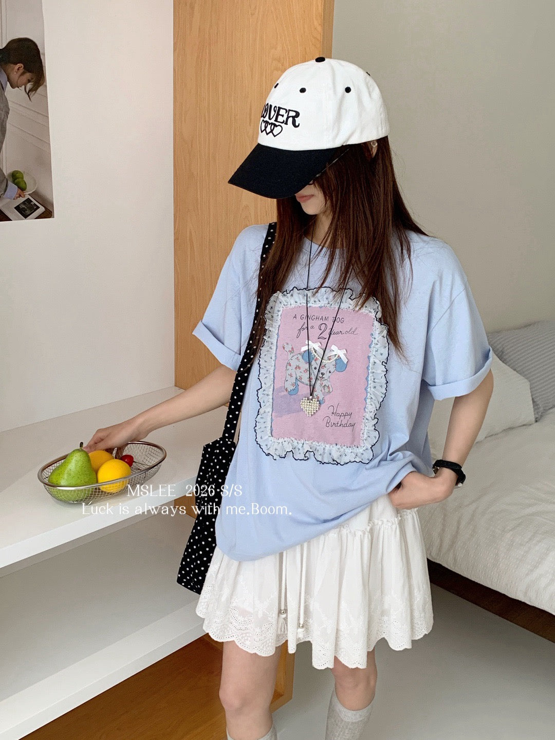 White and Blue Two Color Short Sleeve Top product photo 3