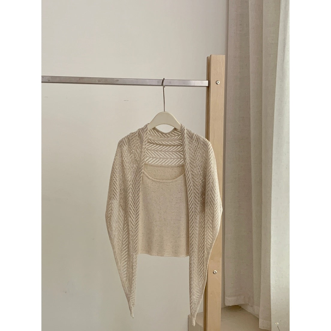Beige French Layering Cardigan Top product photo 3
