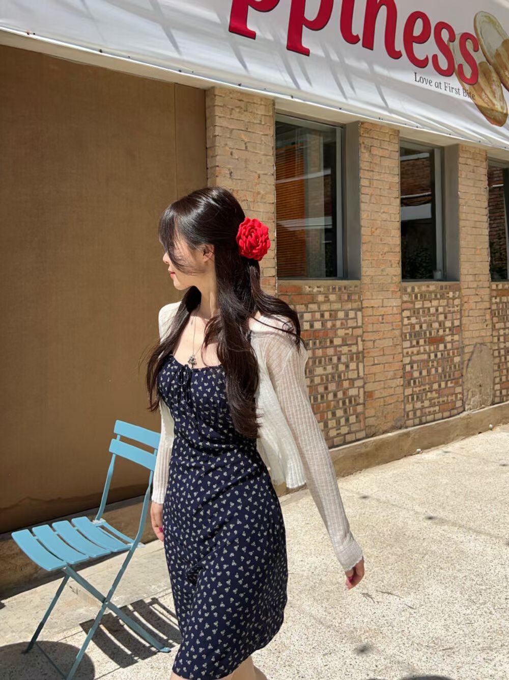 White and Navy Two Piece Dress Set product photo 3
