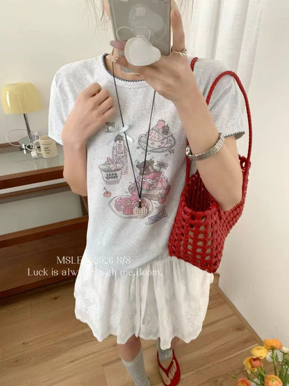 Pink and Gray Two Color Short Sleeve Top product photo 4
