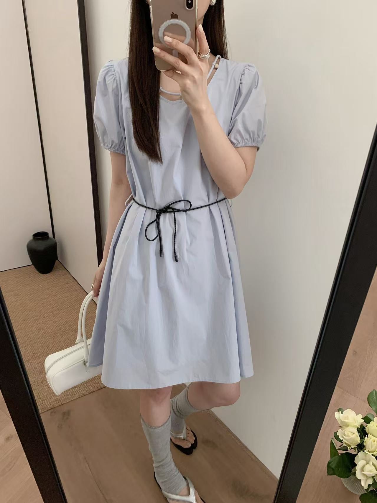 Purple Solid Mini Dress product photo 4