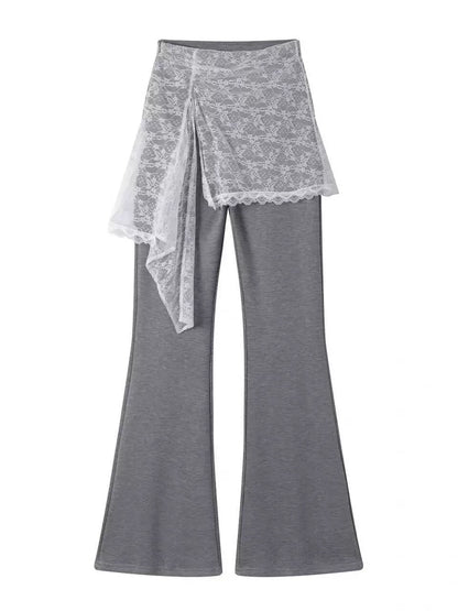 Gray Black Lace Wide Leg Pants product photo 5