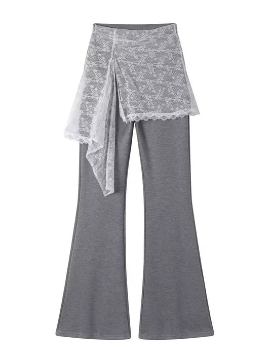 Gray Black Lace Wide Leg Pants product photo 5