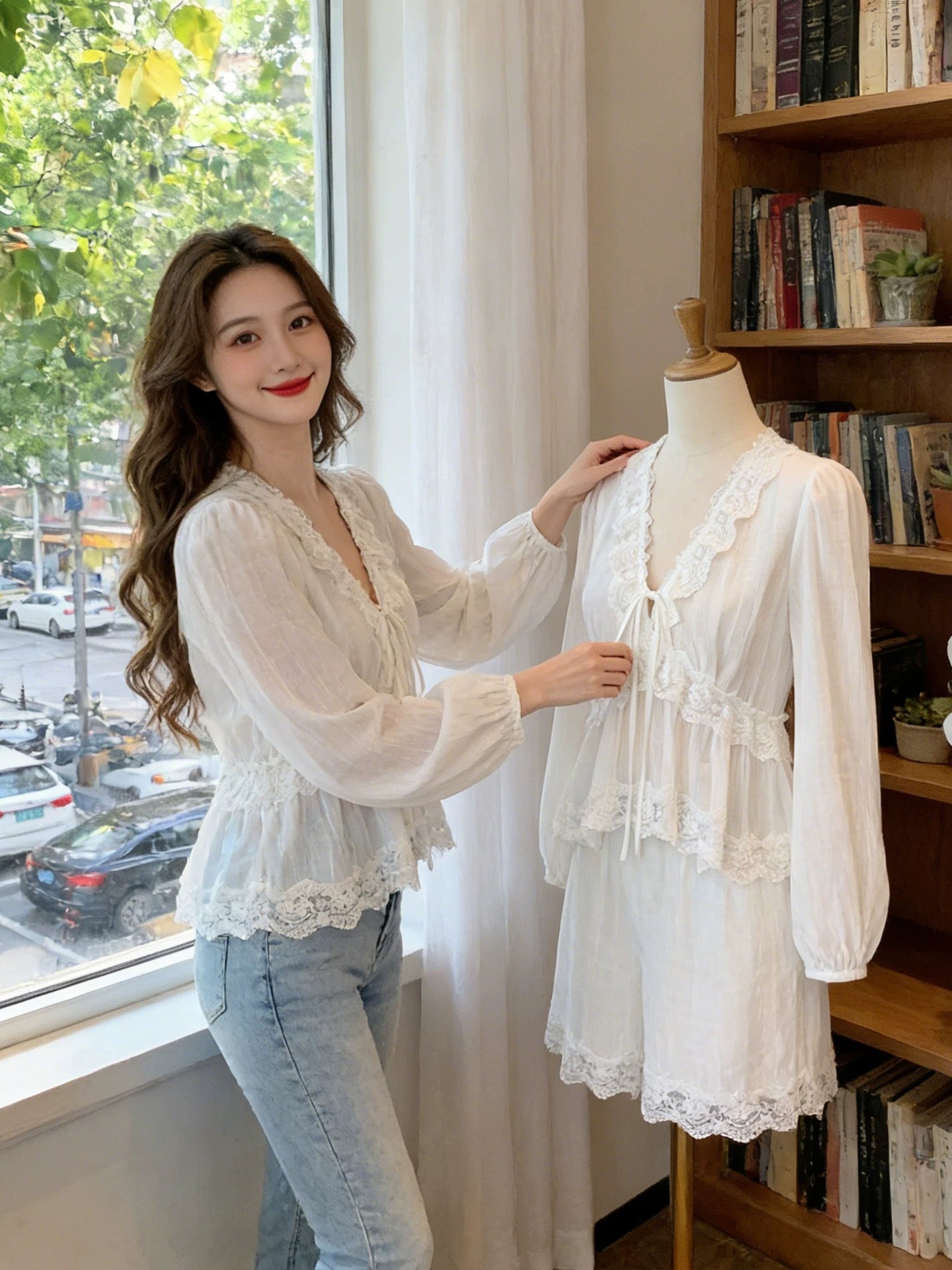 White Sheer Long Sleeve Top product photo 6