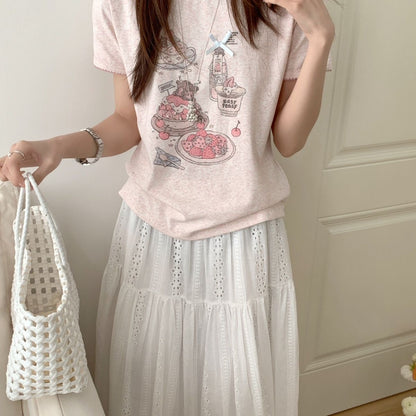 Pink and Gray Two Color Short Sleeve Top product photo 7