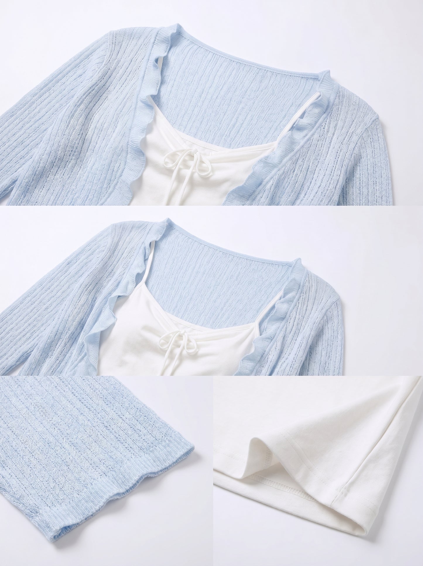 Blue Knit Bolero and White Mini Dress Set product photo 8