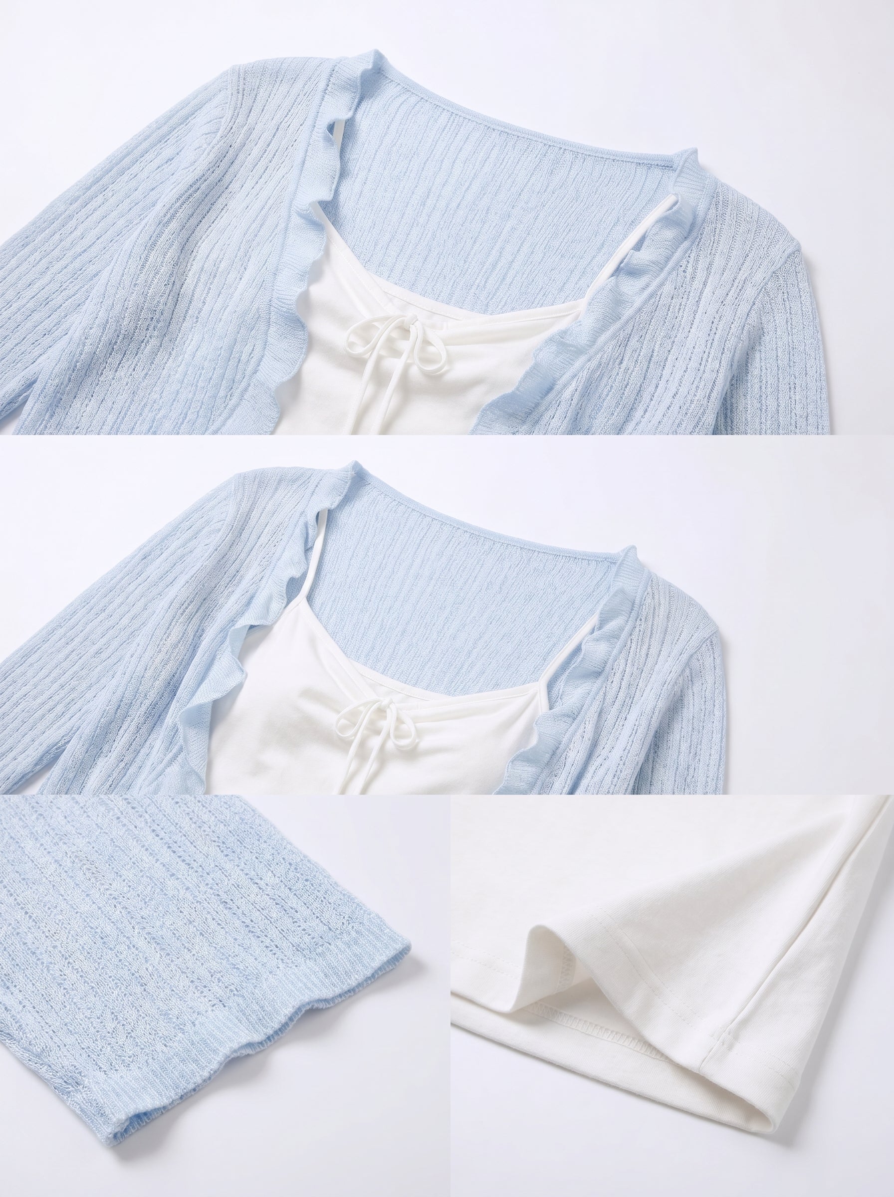 Blue Knit Bolero and White Mini Dress Set product photo 8