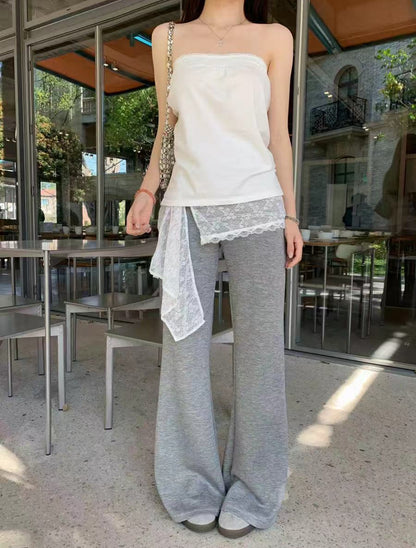 Gray Black Lace Wide Leg Pants product photo 10