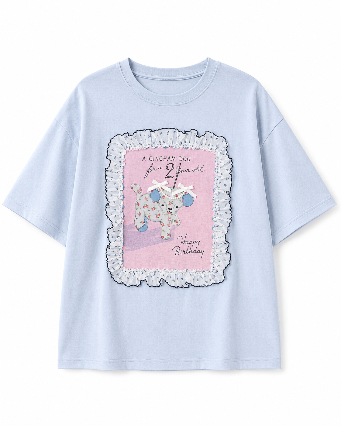 Coquette Puppy Lace Ruffle Patch Tee