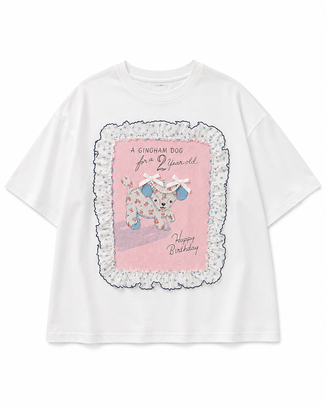 Coquette Puppy Lace Ruffle Patch Tee
