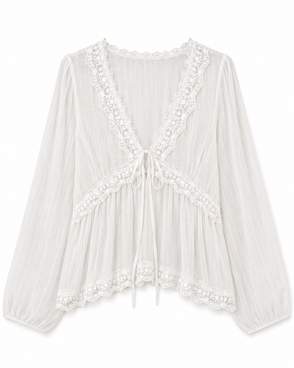 Romantic Muse V-Neck Lantern Sleeve Blouse
