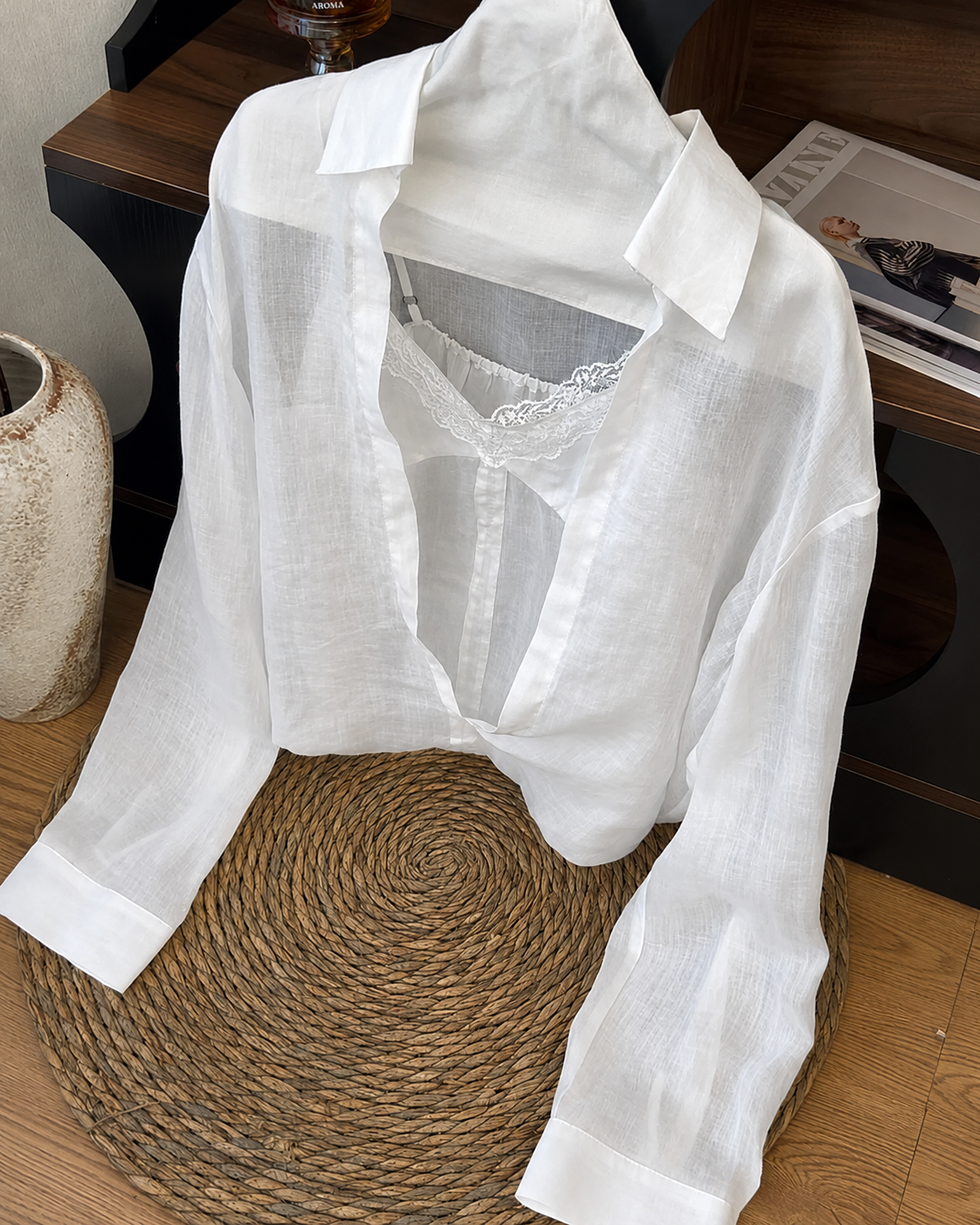 Korean Style Sheer White Shirt