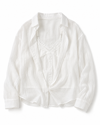 Korean Style Sheer White Shirt