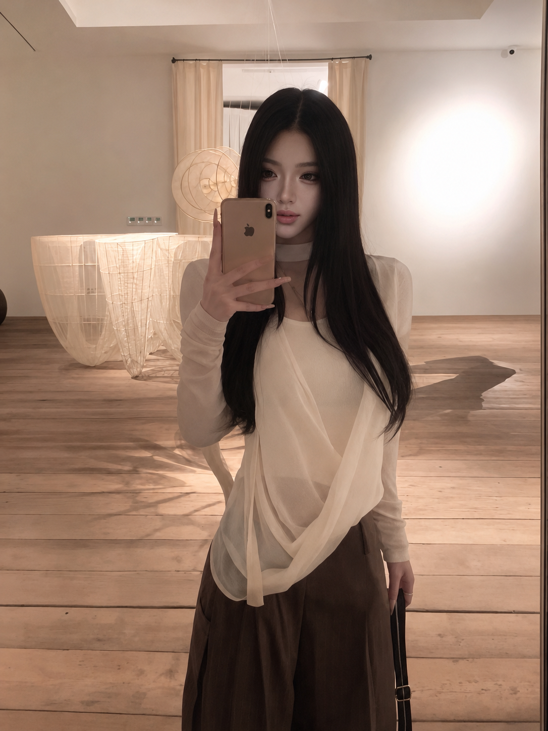 Korean Style Choker Neck Draped Cross Top
