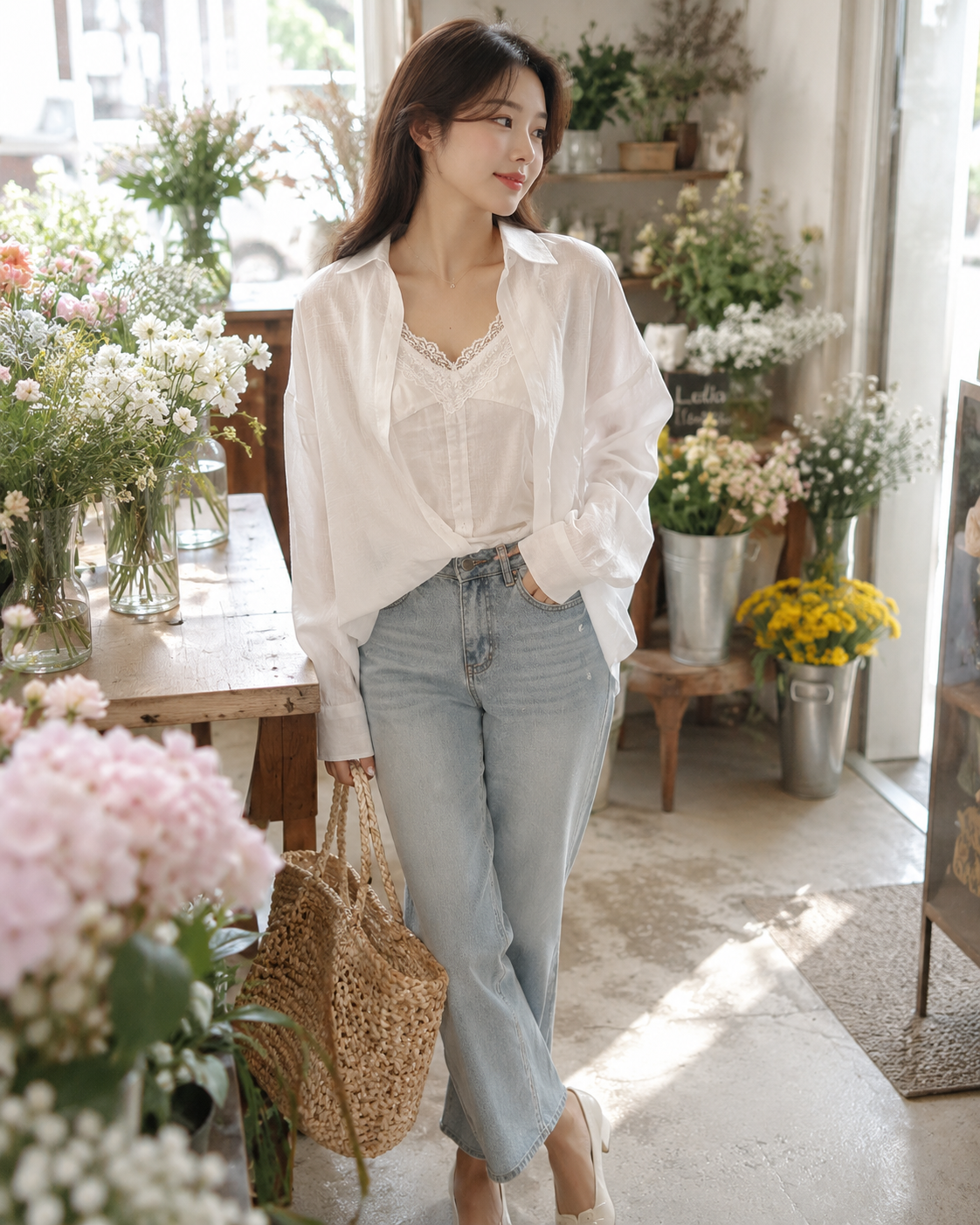Korean Style Sheer White Shirt