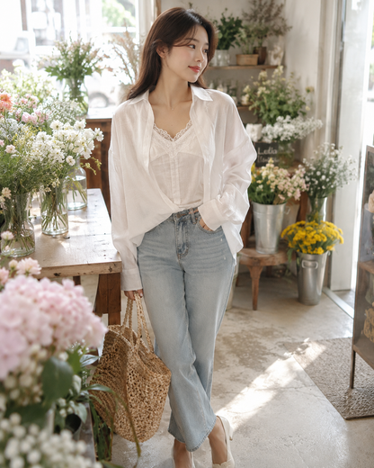 Korean Style Sheer White Shirt