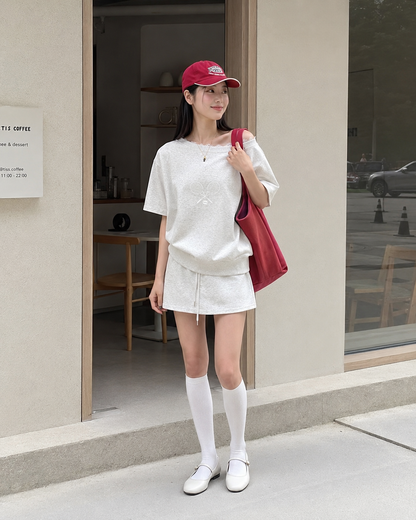 Tennis Club Off-Shoulder Sweat Set