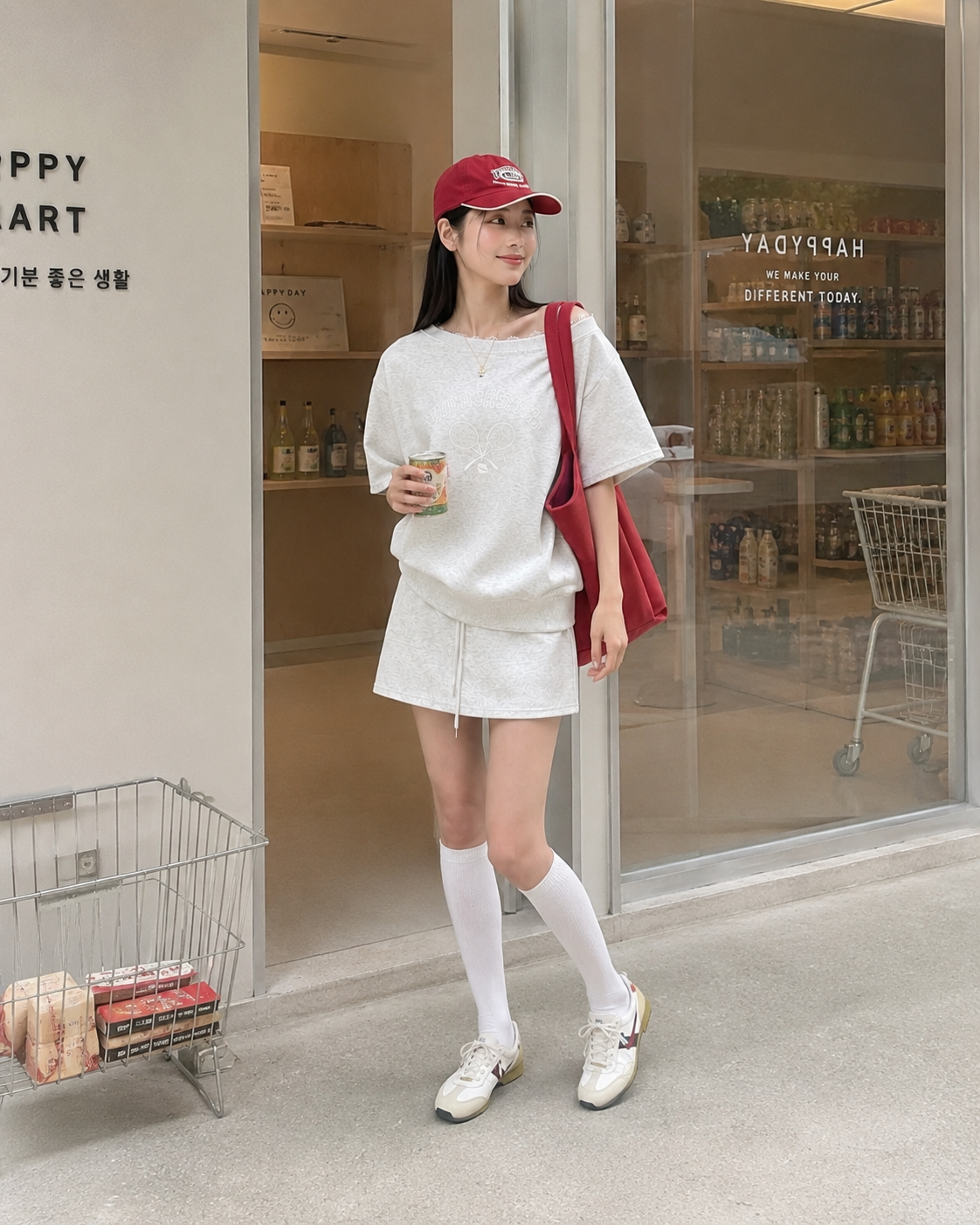 Tennis Club Off-Shoulder Sweat Set