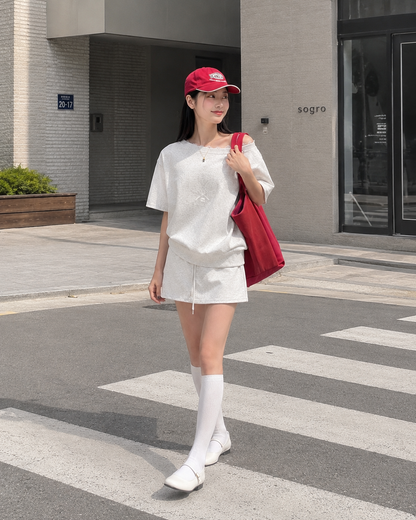 Tennis Club Off-Shoulder Sweat Set