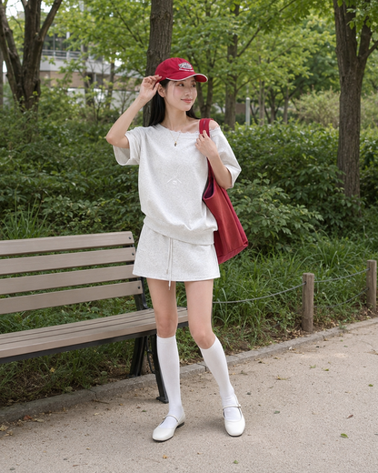 Tennis Club Off-Shoulder Sweat Set