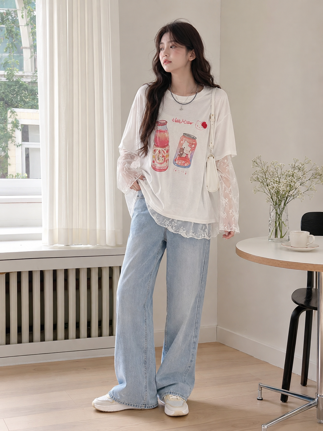 Romantic Kitty Print Tee