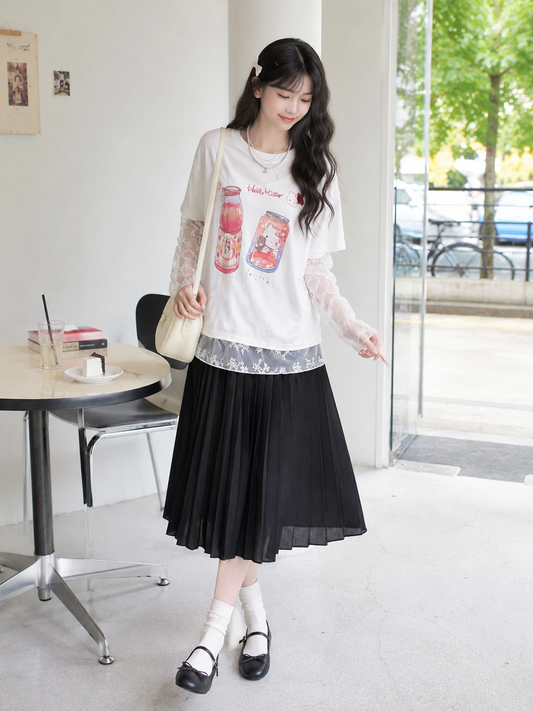 Romantic Kitty Print Tee