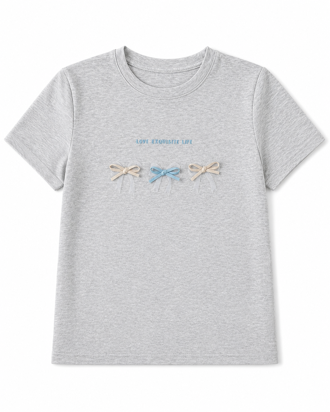 Korean Bow Detail Short Sleeve Tee