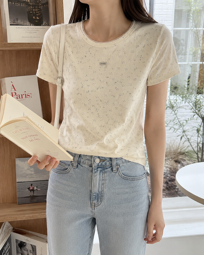 Korean Tiny Floral Short Sleeve Tee
