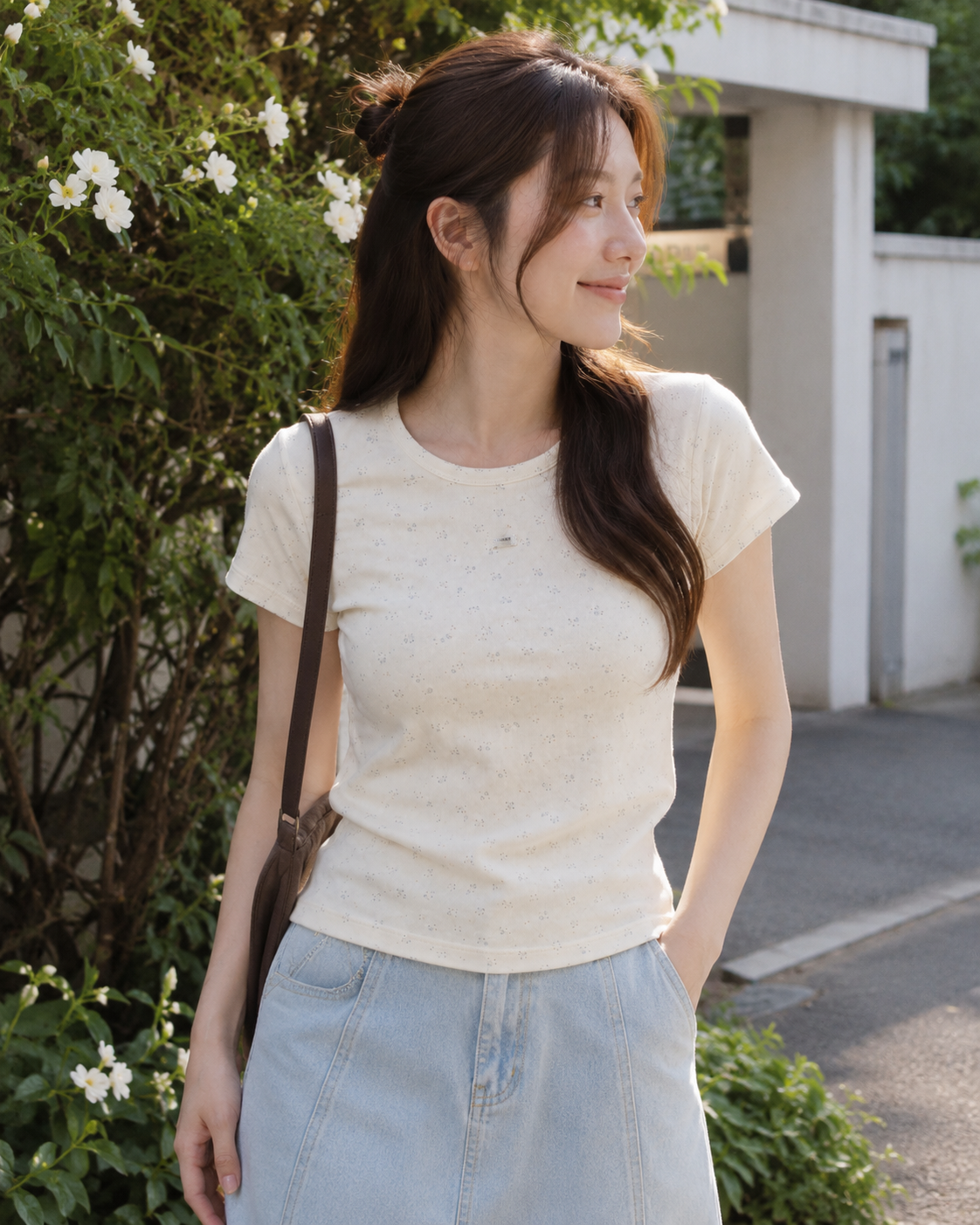 Korean Tiny Floral Short Sleeve Tee