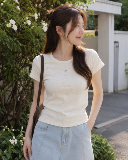 Korean Tiny Floral Short Sleeve Tee
