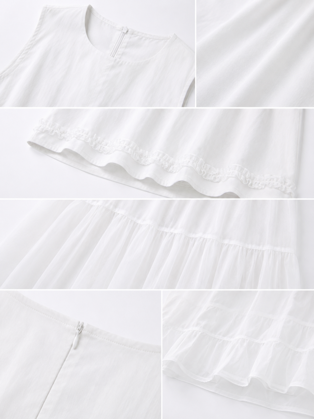 Soft Layered Sleeveless Ruffle Dress