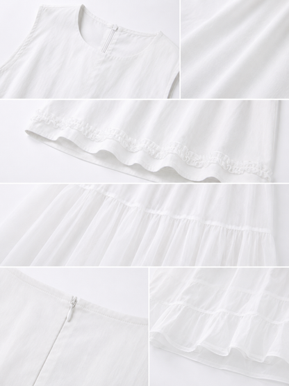 Soft Layered Sleeveless Ruffle Dress
