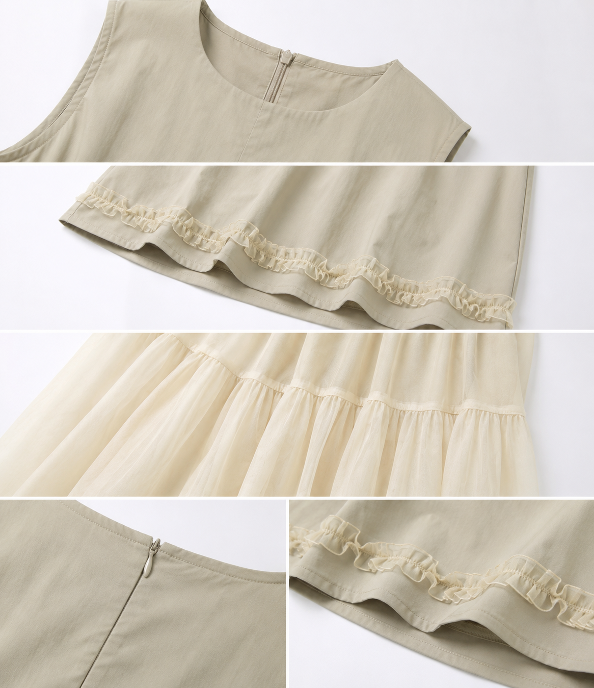 Soft Layered Sleeveless Ruffle Dress
