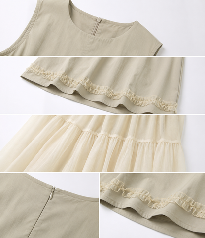 Soft Layered Sleeveless Ruffle Dress