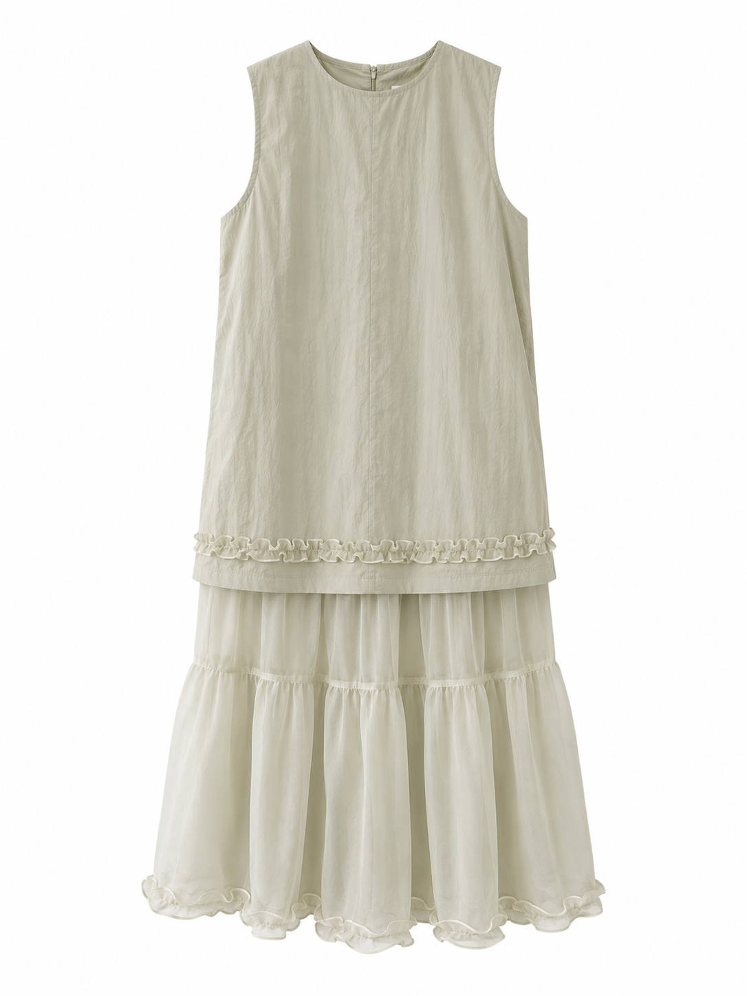 Soft Layered Sleeveless Ruffle Dress