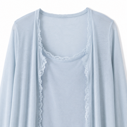 Light Blue Lace Cami & Bolero Three-Piece Skirt Set
