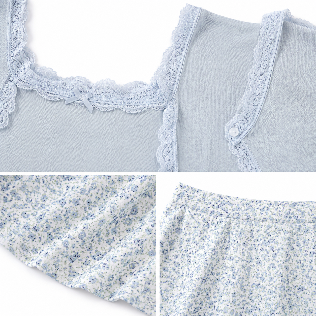 Light Blue Lace Cami & Bolero Three-Piece Skirt Set