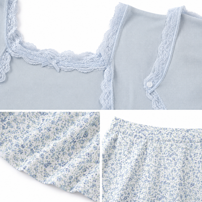Light Blue Lace Cami & Bolero Three-Piece Skirt Set
